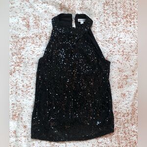 Black sequin halter top, Medium